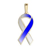 Awareness Ribbon Blue and SIlver Color Charm