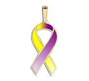 Awareness Ribbon Purple   Yellow Color Charm