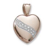 18k Premium Weight Yellow Gold Heart Diamond Sash Heart Locket
