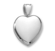 18k Premium Weight White Gold Heart Picture Locket