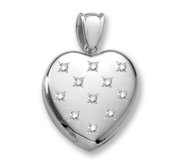 18k Premium Weight White Gold Diamond Heart Locket