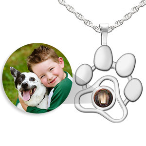 Photo Projection Dog Paw Necklace   Chain
