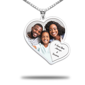 Double Heart Photo Pendant w  Personalized Front Engraving