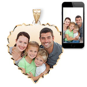 Large Scalloped Heart with Dia  Cut Edge Photo Pendant Picture Charm