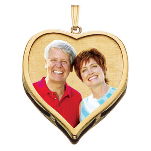 14K Large Heart w  Bezel Frame Photo Pendant Picture Charm