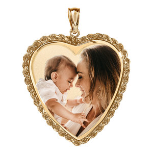 Large Heart with Rope Frame Photo Pendant Picture Charm