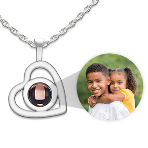 Photo Projection Dangle Heart Necklace   Chain