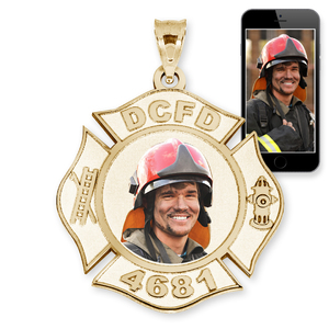 Fire Fighter Badge Photo Pendant Picture Charm with Name and Number