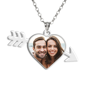 Dripping Heart with Arrow Photo Pendant