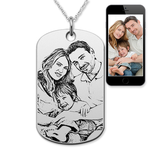 Stainless Steel Dog Tag Photo Pendant with Chain