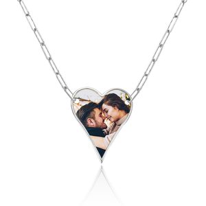 Photo Engraved Heart Necklace w  18  Chain Included