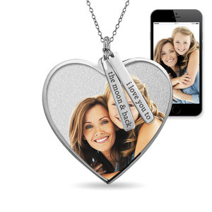 Photo Pendant Heart Necklace w  Personalized Name Tags