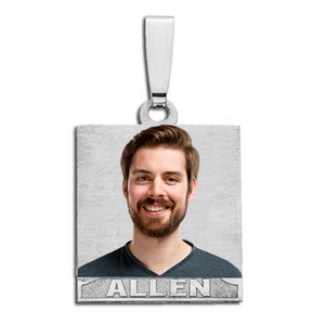 Square  Rectangle Shaped Pendant w 1 Name Etched