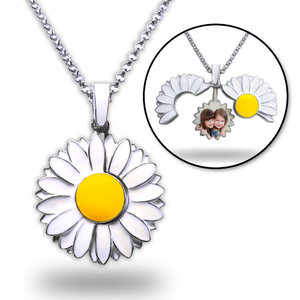 Exclusive Enameled Daisy Photo Necklace   Chain
