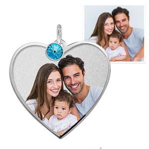 Heart with Border Photo Pendant Picture Charm w  Birthstone