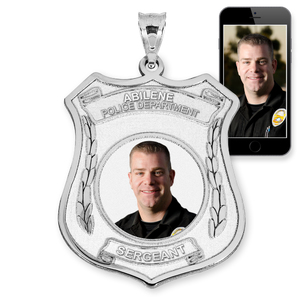 Police Badge Photo Pendant Picture Charm with Name and Number