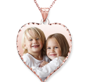 14K Rose Gold Plated Heart Photo Pendant w  18 Inch Chain