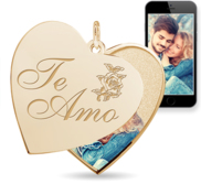  Te Amo   I Love You in Spanish  Heart Swivel Photo Pendant