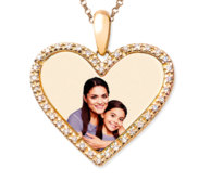 Diamond Frame Heart Photo Necklace