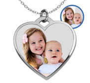 Stainless Steel Photo Engraved Heart Pendant with 18  Chain
