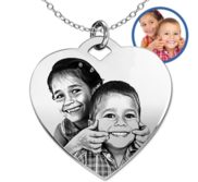 Antiqued Laser Carved Sterling Silver Photo Heart Pendant with 18  Necklace Included