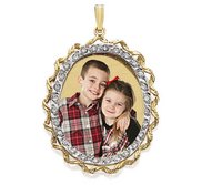 Large Oval with Diamond Frame Photo Pendant Picture Charm