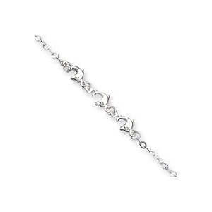 Sterling Silver 9  3 Dolphins Anklet