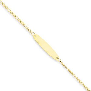 14k Oval ID Figaro Chain Anklet   9 