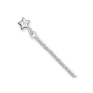 Sterling Silver Hollow Polished 3 Dimensional CZ Star Anklet