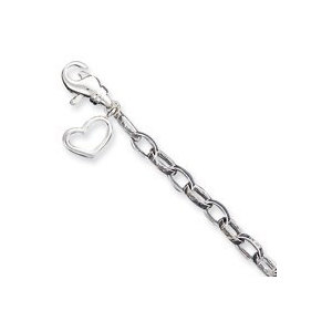 Sterling Silver Solid Polished Fancy Heart Anklet