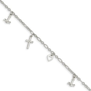 Sterling Silver Charm Anklet w  4 Charms