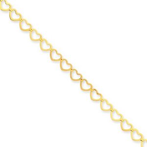 14k Polished Cut Out Heart Anklet