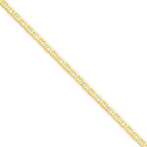 14k Polished Anchor Link Anklet