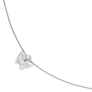 Sterling Silver Polished    Textured Butterfly Charm with 1in ext  Anklet