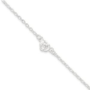 Sterling Silver 9  Sun Charm Anklet