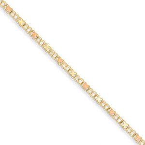14k Polished Rhodium Plated Xs   Hearts Anklet