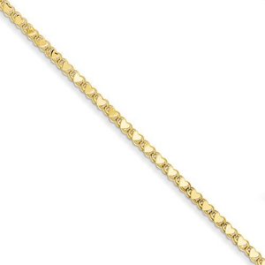 14k Polished Double Sided Heart Anklet