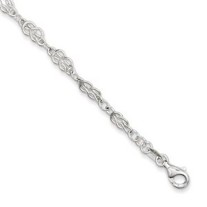 Sterling Silver Solid Polished Fancy Knot Link Anklet