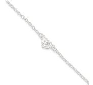 Sterling Silver 9  Sun Charm Anklet