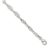 Sterling Silver Solid Polished Fancy Knot Link Anklet