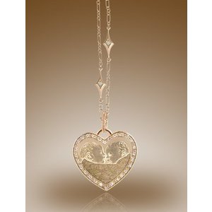 Heart Shaped Framed Pendant w  Diamonds