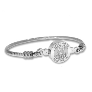 Stainless Steel Saint Aidan Bangle Bracelet