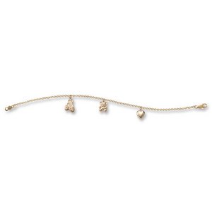 14K Yellow Gold Children s Charm Bracelets with 3 Charms