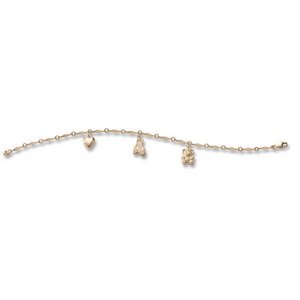 14K Yellow Gold Children s Charm Bracelets with 3 Charms