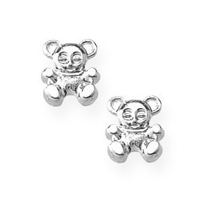 Sterling Silver Teddy Bear Children Post Earrings