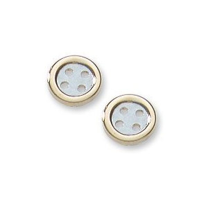 14KTwo Tone Gold Button Children Post Earrings