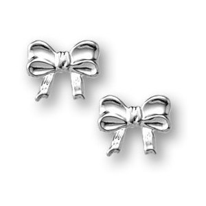 Sterling Silver Ribbon Children Post Earrings