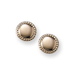 14K Yellow Gold Round with Frame Children Post Earrings