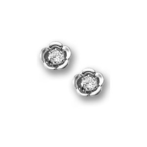 Sterling Silver Children Post Earrings With Cubic Zirconia