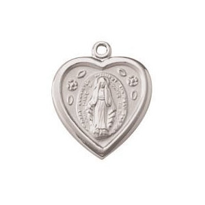 Sterling Silver Children s Heart Shaped Miraculous Medal